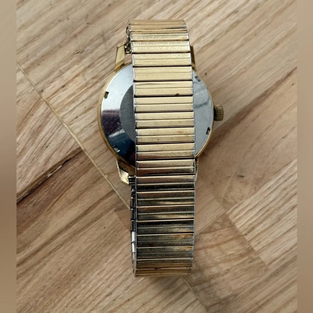 Wittnauer Geneve Ultra Rare Automatic Vintage Watch Gold Case Unique Dial Works